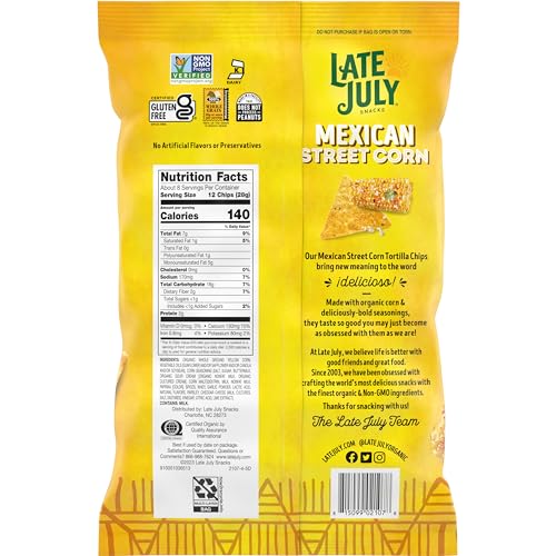 Late July Snacks, Mexican Street Corn Tortilla Chips, 7.8 Oz Bag