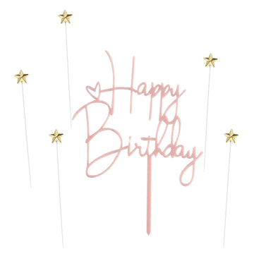 Happy Birthday Cake Topper Cake Decoration Birthday Cake Supplies (Pink star cake topper)
