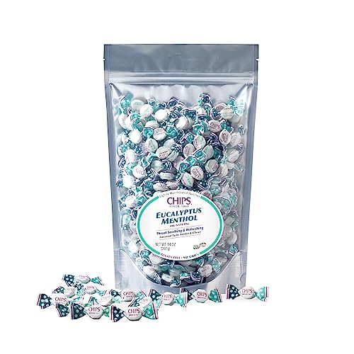 CHIPS Eucalyptus Menthol Classic Italian Throat Pastilles, Soothing and Refreshing, All-Natural, Gluten Free, Prebiotic, No GMOs