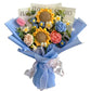 LOEVEN Crochet Flower Bouquet, Handmade Knitted Carnation, Blue, Model RXZER23, Artificial Flowers for Home Decor and Gifts
