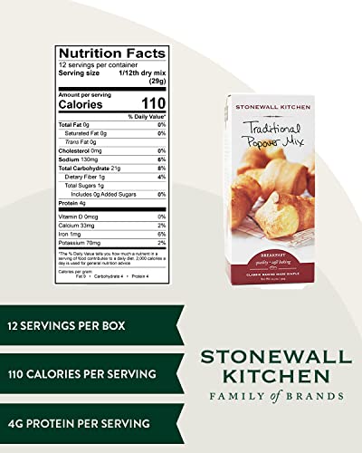 Stonewall Kitchen Traditional Popover Mix, 12.3 Ounces, Yellow, Pack of 1