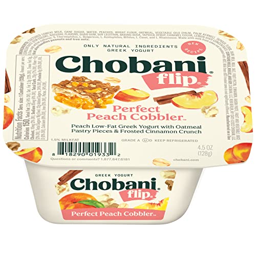 Chobani Flip, Low-Fat Greek Yogurt Perfect Peach Cobbler, 4.5oz