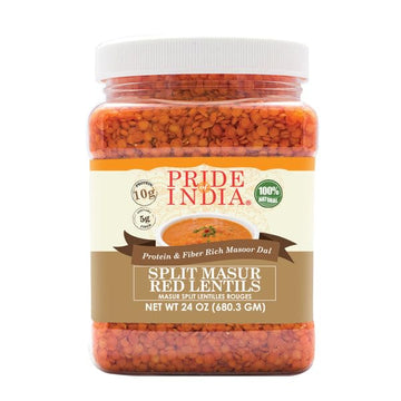 Pride Of India - Pack Of 6 - Indian Split Masur Red Lentils - Protein & Fiber Rich Masoor Dal, 1.5 Pound Jar