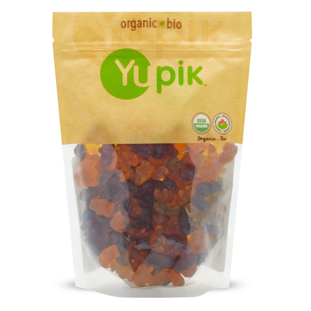Yupik Organic Fruit Gummy Bears, Gelatin-Free Gummies, 1.1 Lb, Gluten-Free, Vegan, Non-Gmo, Natural Colors & Flavors, Made From