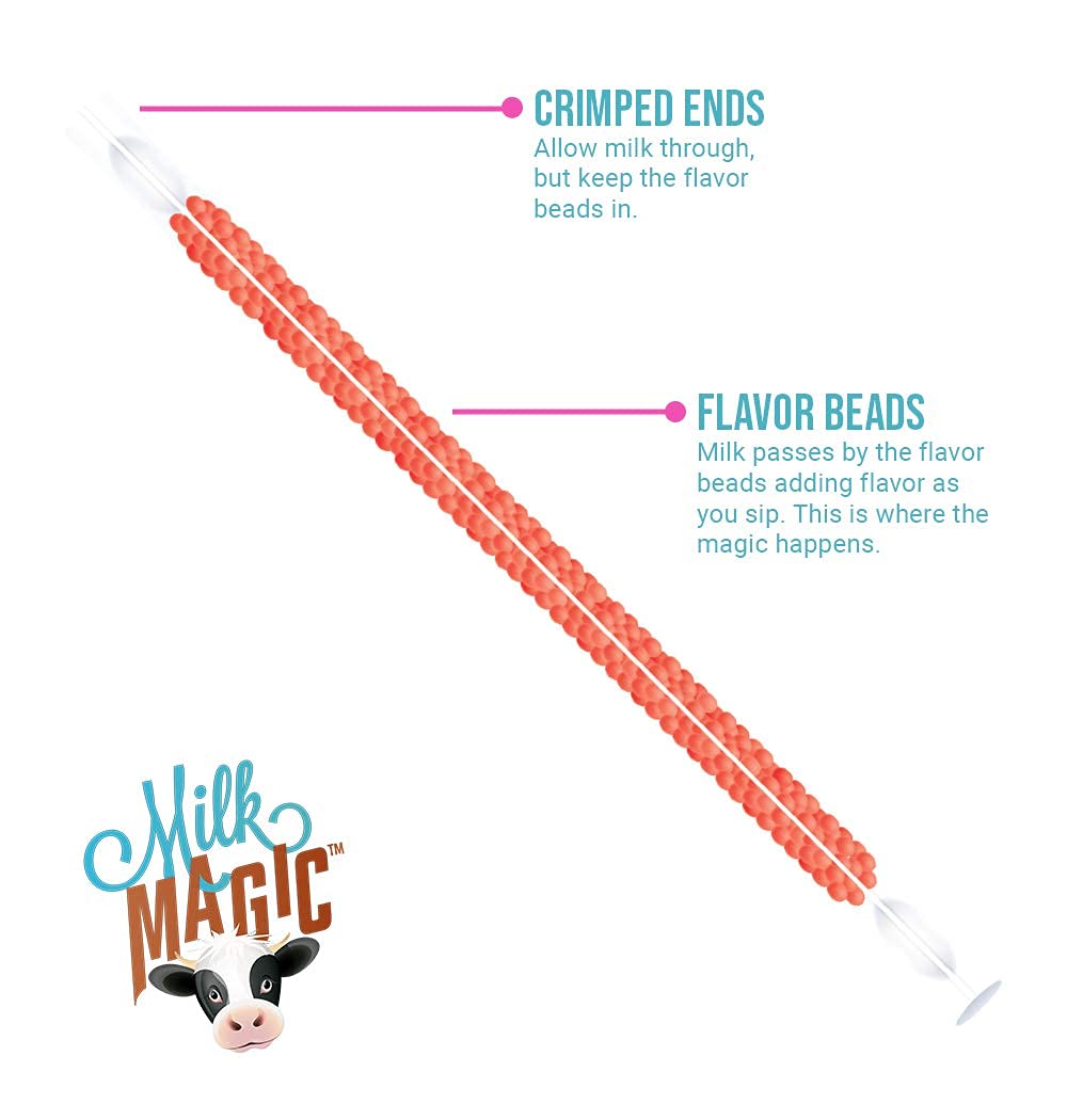 Milk Magic Magic Milk Flavoring Straws (32 Milk Straws) Flavors Include 2 Cookies And Cream, 2 Chocolate, 2 Strawberry, And 2 Cotton Candy Flavor Milk Straws