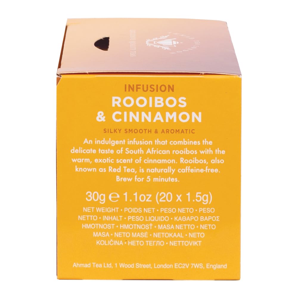 Ahmad Tea Herbal Tea, Rooibos & Cinnamon Teabags, 20 ct (Pack of 1) - Decaffeinated & Sugar-Free