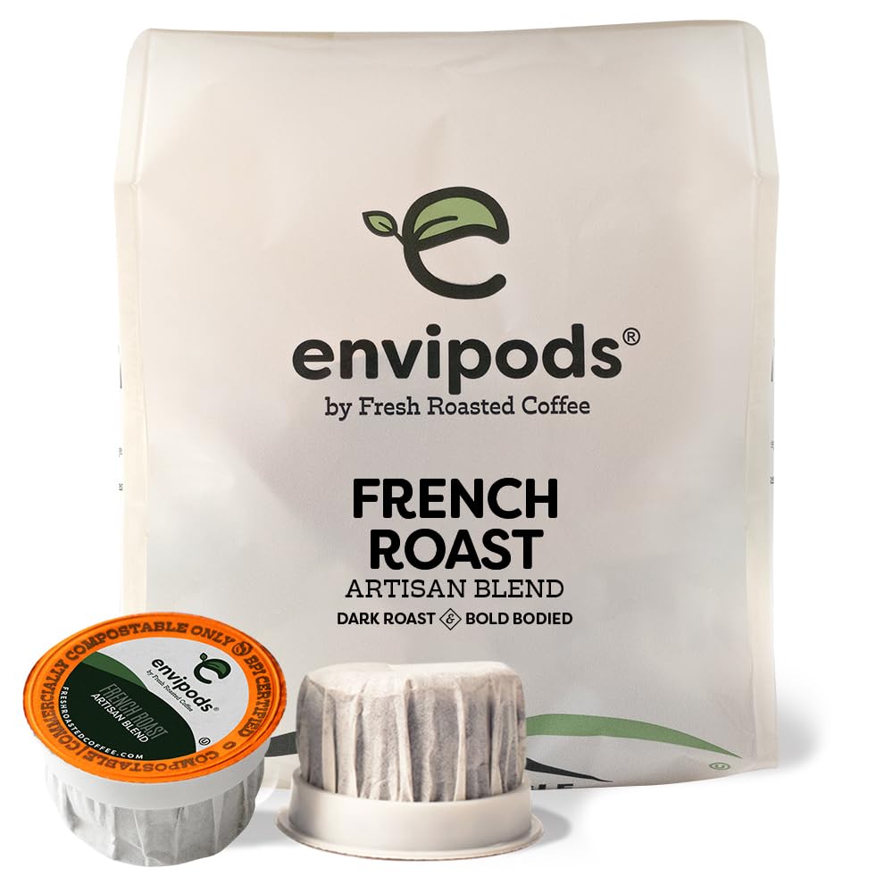 Fresh Roasted Coffee Compostable Envipods French Roast Dark Roast K-Cup Compatible 12 Count