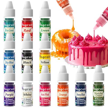 Oil Based Food Coloring - 12 Color Flavorless Food Coloring Set for Chocolate, Colorful Oil-Based Food Dye for Cake Decorating,