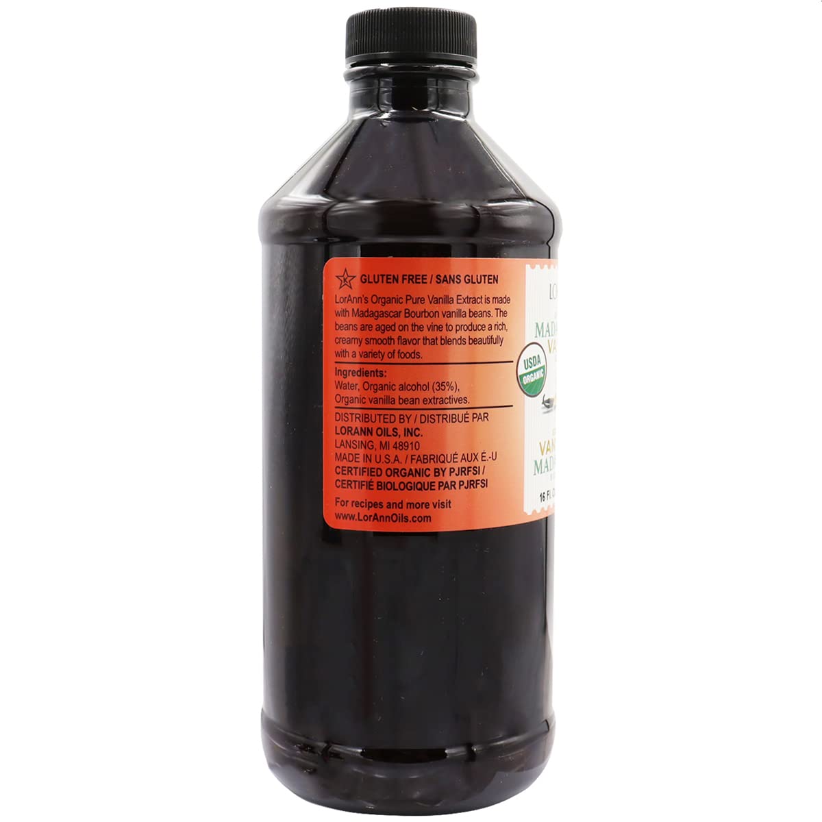 Lorann Organic Madagascar Vanilla Extract 16 Ounce Bottle