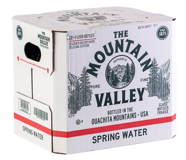 The Mountain Valley 1 Liter Spring Water In Glass Bottle 1 Liter (Pack Of 12)