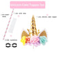 Nishine Rose Floral Unicorn Cake Topper Birthday Party Cake Decoration (Gold&Pink)