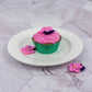 OCREME Royal Icing Sugar Flower - Pansy Cake Decorations - 1-1/4 Inch - Pink/Royal Blue - Model OCRIF-6