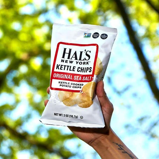 Hal'S New York Kettle Cooked Gluten Free Original Sea Salt Salted Potato Chip Crisps, 2 Oz (Pack Of 24)