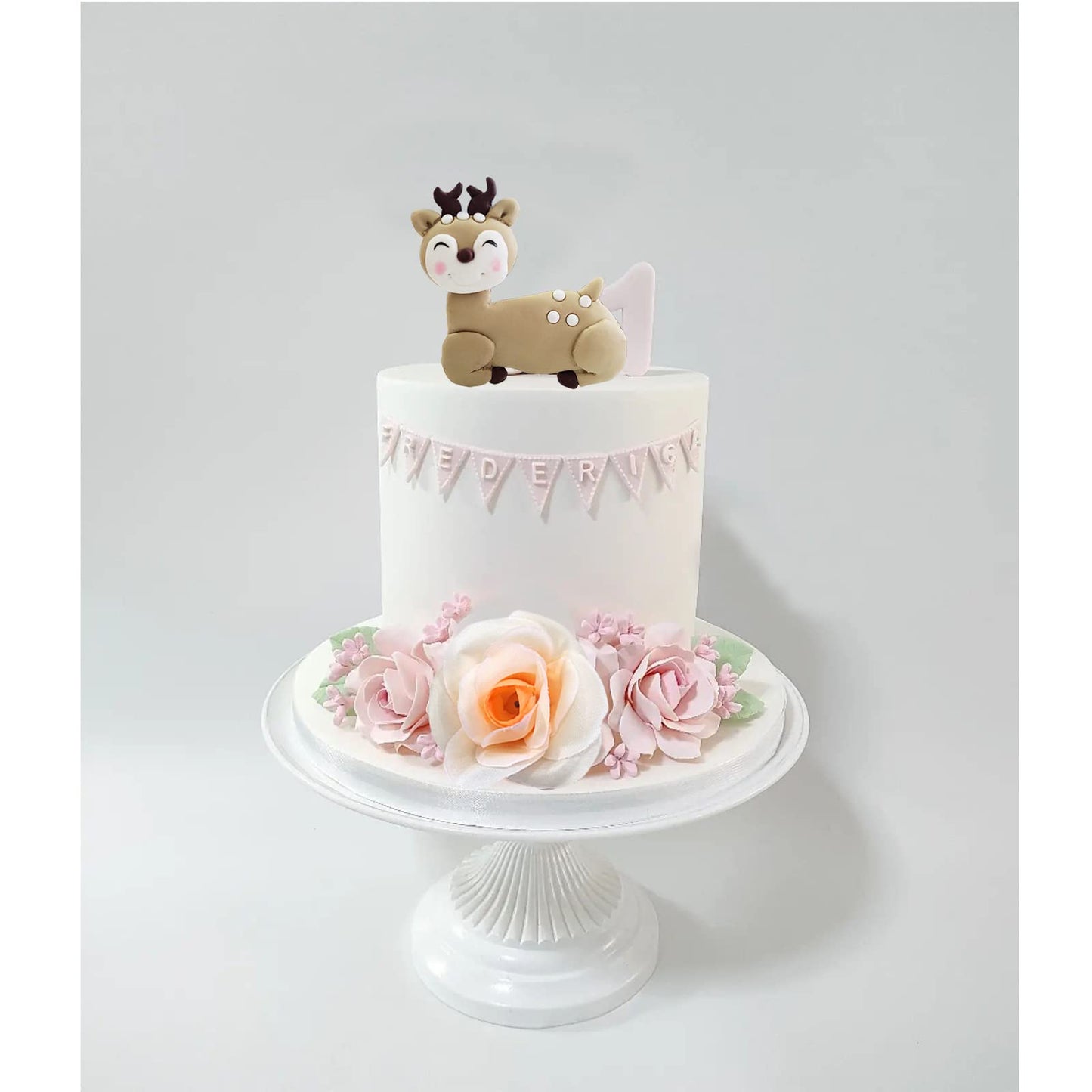 RASSLISA Woodland Animal Cake Toppers, Fox Bear Deer, Clay Decorations, Flowers, Model LISA-LS-NN-XG03