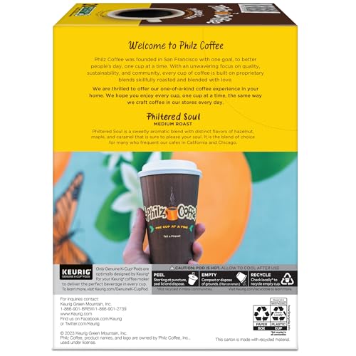Philz Coffee Philtered Soul K-Cup Pod Coffee, Single Serve Keurig K-Cup Pods, Medium Roast Coffee, 20 count