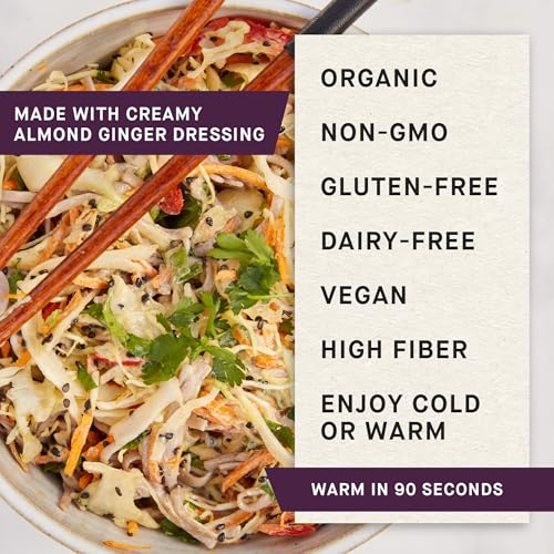 Urban Remedy Organic Soba Noodle Bowl, 12.2 oz, Plant Based with Napa Cabbage, Carrots, Red Peppers & Sesame Almond Sauce, Glute