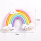 Rainbow Cloud Cake Topper, Colorful Rainbow Soft Pottery Cake Cupcake Topper Happy Birthday Decorations Cake Toppers Party Props