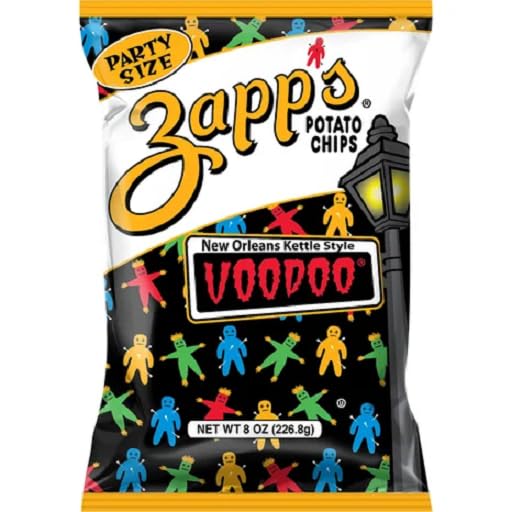 Zapp's New Orleans Kettle Style Voodoo Potato Chips 8 oz. Party Size Bag (3 Bags)