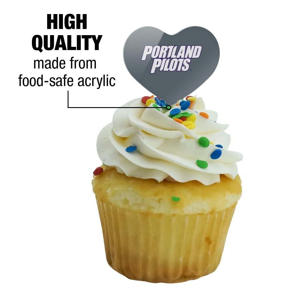 GRAPHICS & MORE Cupcake Picks Set of 6, Heart Decoration, One Size, Acrylic, University of Portland