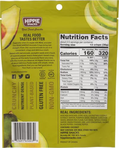 Hippie Snacks Avocado Crisps Guacamole 2.5Oz
