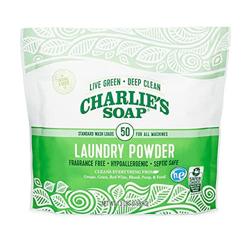Charlieas Soap Laundry Powder (50 Loads, 1 Pack) Hypoallergenic Deep Cleaning Washing Powder Detergent - Eco-Friendly, Safe, And