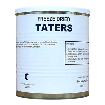 Military Surplus Freeze Dried Real Potato Tater Tots - #10 Can - 22 oz - 25+ Year Shelf Life - Emergency Food Supply - Ready to 