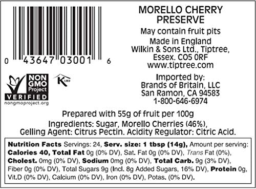 Tiptree Morello Cherry Preserve, 12 Ounce Jars (Pack of 6)
