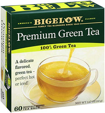Bigelow Tea Green Tea 60 Count (Case Of 6), Total 360 Tea Bags, Premium Blend Bulk Box Green Tea, Caffeinated