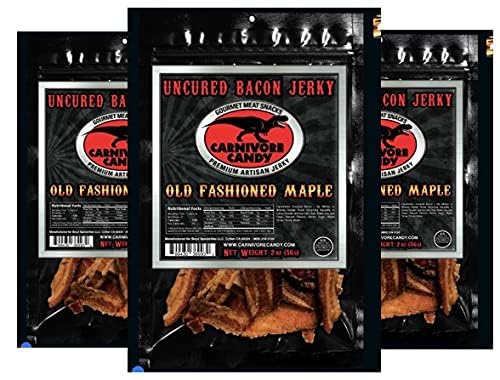 Carnivore Candy Old Fashioned Maple Bacon Bacon Jerky - Jurassic Jerky With Amazing Taste, High Protein Content, No Preservative