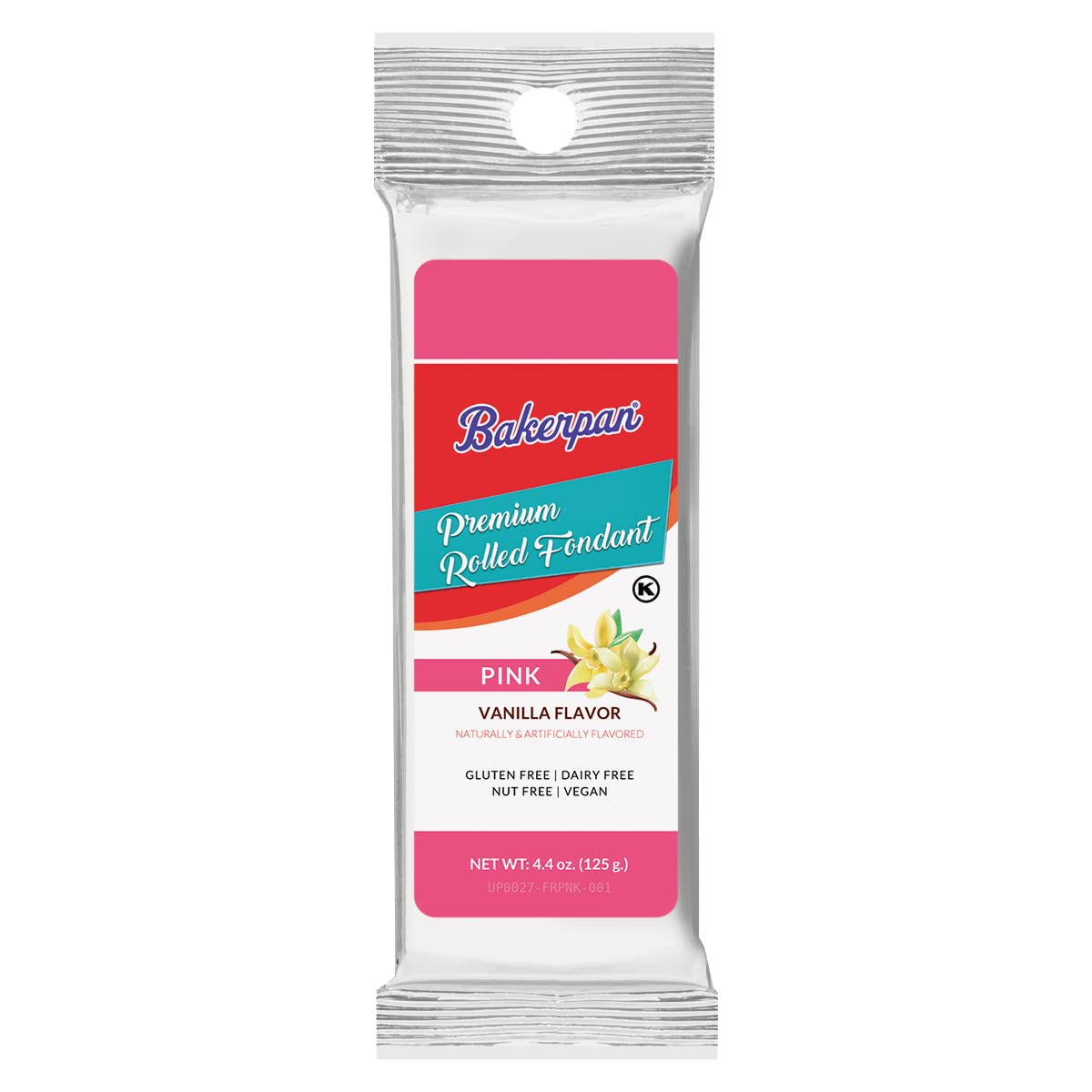 Bakerpan Premium Rolled Pink Fondant For Cake Decorating, Vanilla Flavor - 4.4 Ounces (Made In Usa)