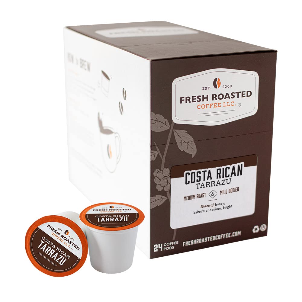 Fresh Roasted Coffee, Costa Rican Tarrazu, Medium Roast, Kosher, K-Cup Compatible, 24 Pods
