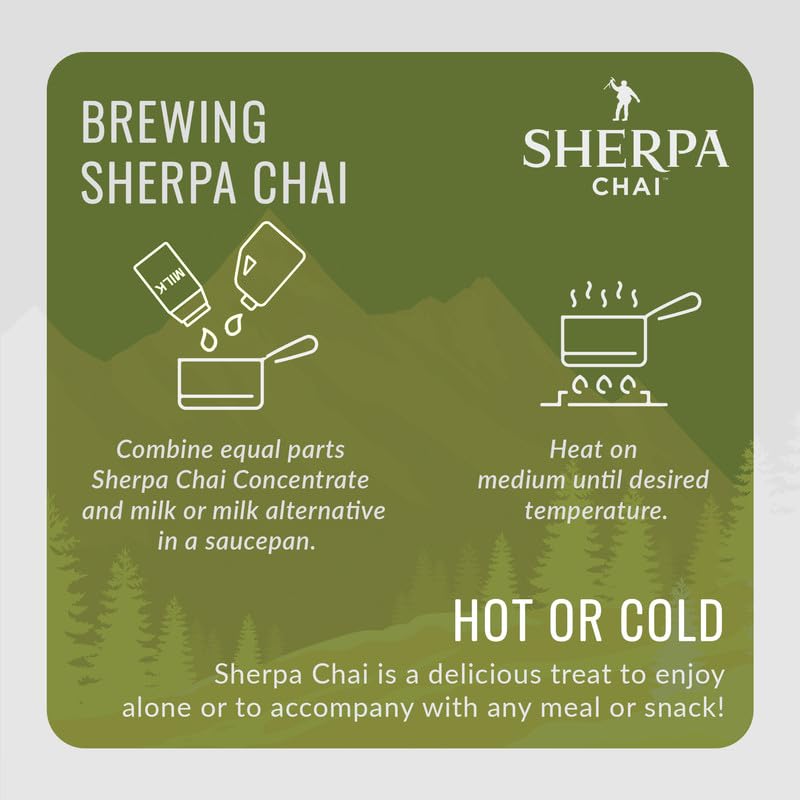 Sherpa Chai Decaf Organic Chai Tea Concentrate, 64 Oz - Himalayan Black Tea Concentrate W/Freshly Pressed Ginger - Authentic Rec