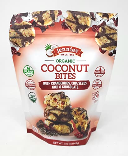 Jennies Organic Coconut Bites With Goji & Chia, 5.25Oz Gluten Free, Non-Gmo, Peanut Free, Kosher (1)