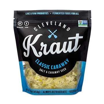 Cleveland Kraut Cleveland Kraut Classic Caraway - Cabbage, Salt, and Caraway Seed, Live and Raw Probiotics, 16 Ounce (Pack of 6)