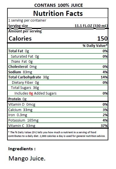 Namai Pure Mango Fruit Juice, No Added Sugar, 24 Pack