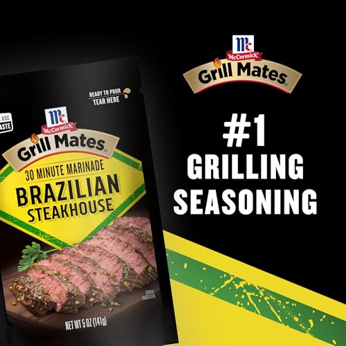 McCormick Grill Mates Marinade, Brazilian Steakhouse, 30 Minute Liquid Marinade, Single Use Pouch, No Waste, Exciting Brazilian-