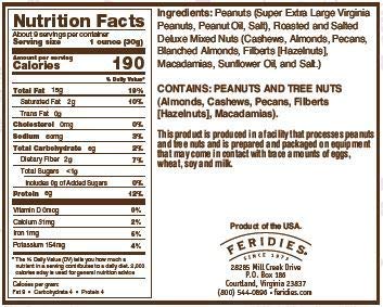 Feridies Deluxe Mixed Nuts Salted (9 Ounce) Nut Tin Vacuum Sealed Packaging. Cashews, Almonds, Pecans, Hazelnuts, And Macadamias.