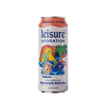Leisure Project Electrolyte Refresher, Tropical Mango (16oz Cans, 12 Pack) Mango Hydration Drink w/Magnesium & Ashwagandha For M