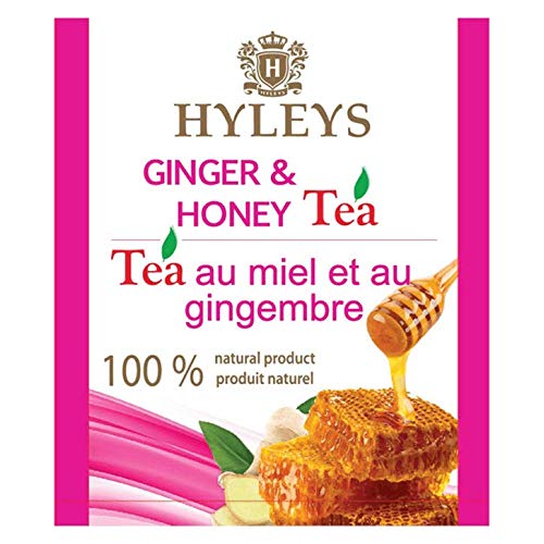 HYLEYS Ginger & Honey Black Tea - Natural Digestive Support - 25 Tea Bags (Pack of 12) - Ceylon Tea, 300 Total Bags