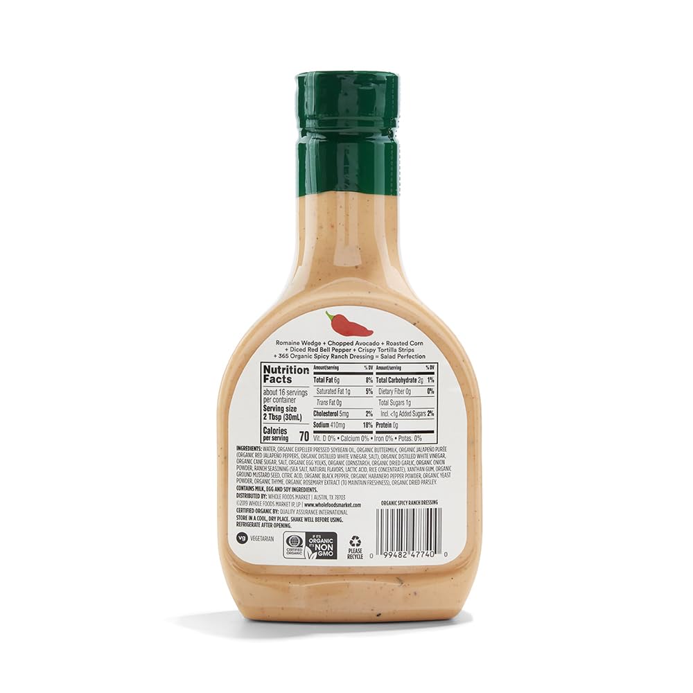 365 By Whole Foods Market, Dressing Ranch Spicy Organic, 16 Fl Oz
