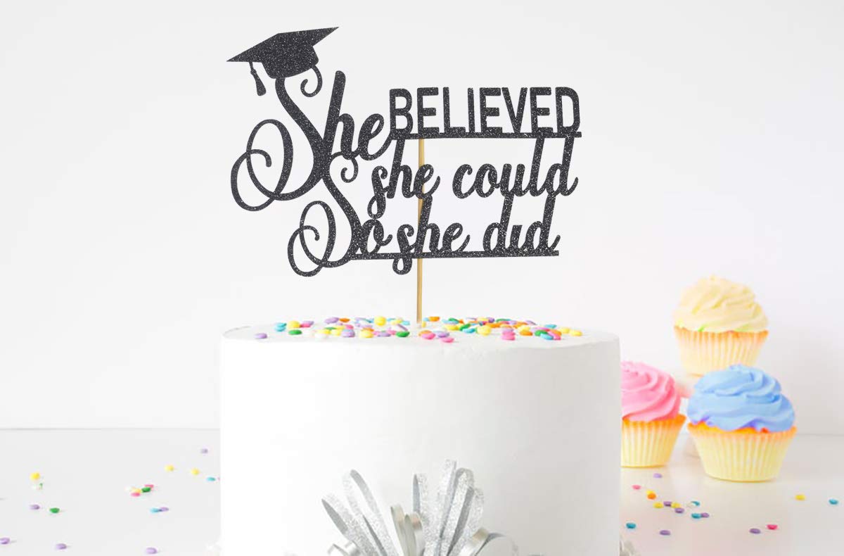 Graduation 2024 Cake Topper, She Did It Cake Sign, Congrats Grad Party Decorations, Black
