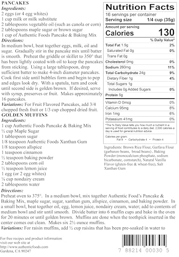 Authentic Foods Pancake & Baking Mix - 20 Ounce - Gluten-Free, Versatile Baking Option