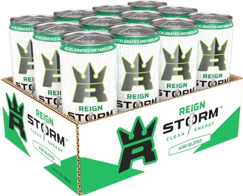 REIGN Storm Kiwi Blend Fitness Energy Drink, 12 Fl Oz, Pack of 12, 12 Servings