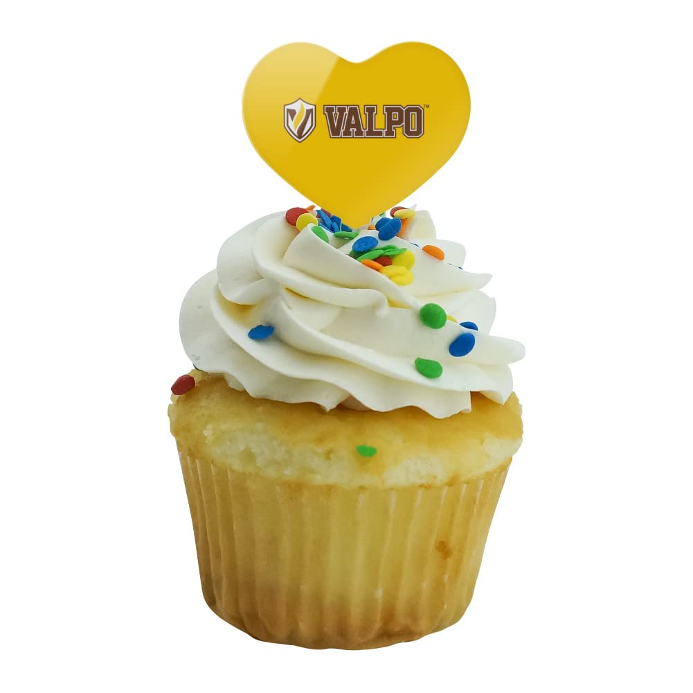 GRAPHICS & MORE Acrylic Cupcake Picks Toppers Set of 6 - Valparaiso University Secondary Logo Heart Decoration