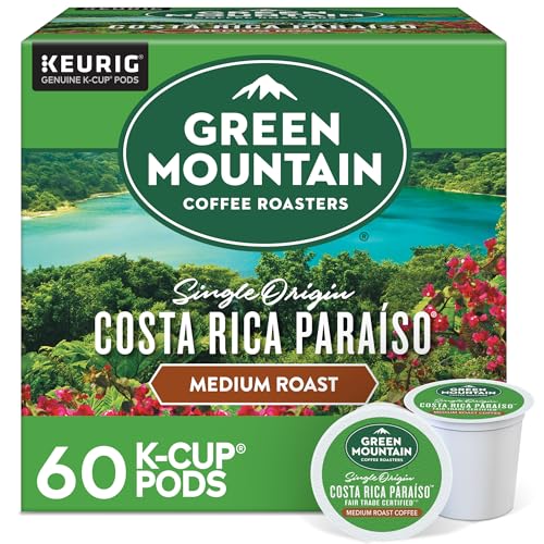 Green Mountain Coffee Roasters Costa Rica Paraiso, Keurig Single Serve K-Cup Pods, Medium Roast Coffee, 60 Count, (6 Packs Of 10)