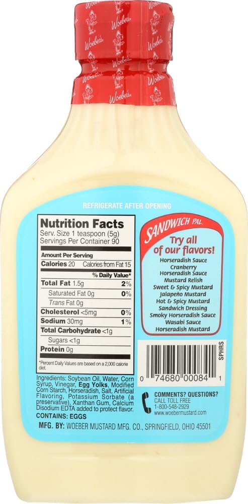 Woeber'S Sandwich Pal Horseradish Sauce, 16 Oz