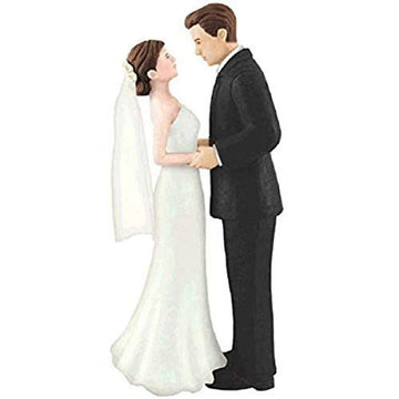 Elegant Bride & Groom Wedding Cake Plastic Topper With White Mesh Veil - 4.5'', 3 Piece | Perfect For Engagement Parties, Bridal