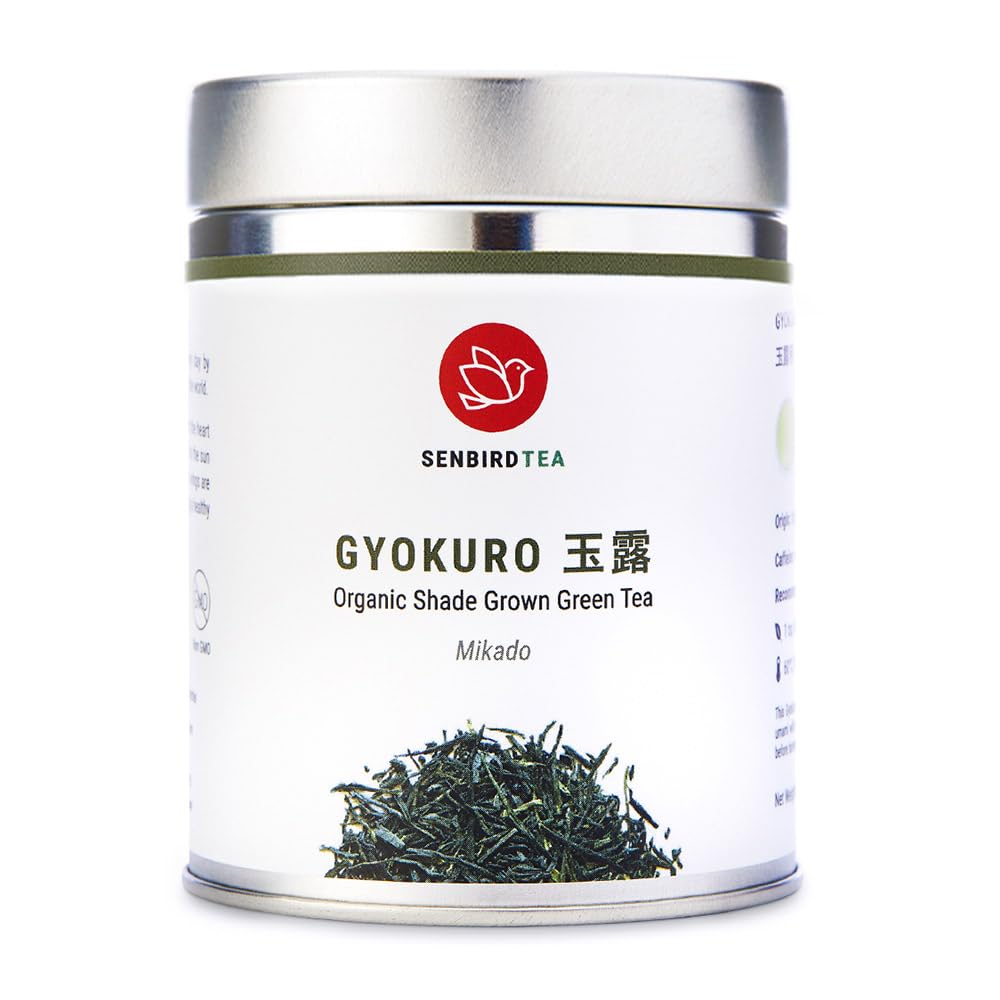 Senbird Organic Gyokuro, Japanese Shade Grown Green Tea - Mikado From Kyoto Japan - Imperial Loose Leaf Green Tea In Airtight Te