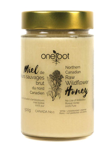 Oneroot 100% Canadian Flower Honey - 17.6 Oz/1.1 Lbs, Honey Wildflower Unfiltered, Unheated & Creamed, Nutrient Rich Raw Wildflo