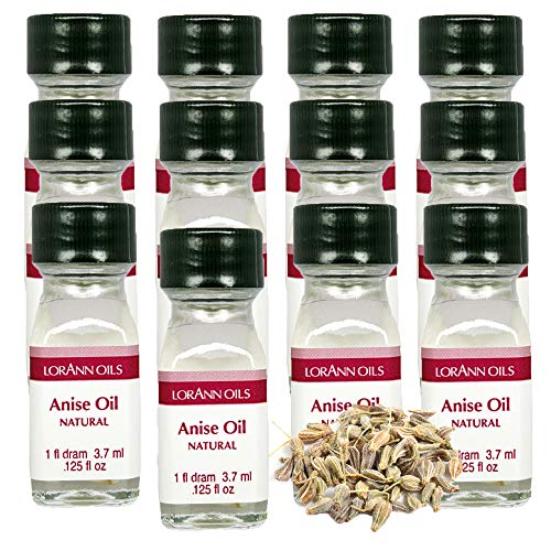LorAnn Anise Oil Super Strength Flavor, 1 dram bottle (0.125 oz), Clear to Pale Yellow, Model 0100-0112, 12 pack